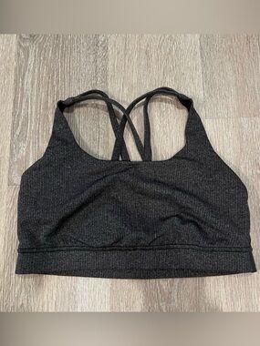 Lululemon Women Energy Bra Heathered Herringbone Grey Size 8